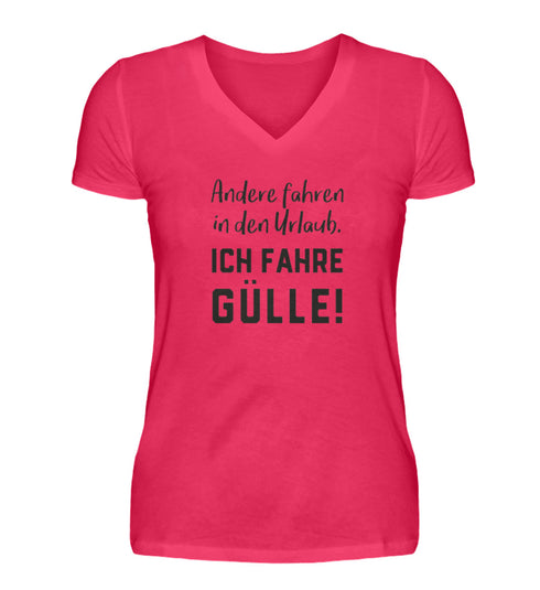 Urlaub – V-Neck Damenshirt - black